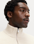 Supersoft Ribbed Half zip Jumper with Wool