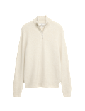 Supersoft Ribbed Half zip Jumper with Wool