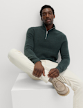 Supersoft Ribbed Half zip Jumper with Wool