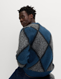 Hazy Exploded Argyle Crew Neck Jumper