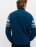 Fair Isle Half Zip Jumper with Wool