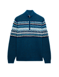 Fair Isle Half Zip Jumper with Wool