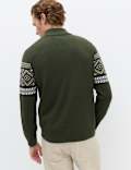 Pure Cotton Fair Isle Half Zip Jumper
