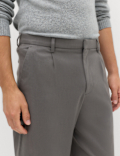 Barrel Fit Smart Twill Trousers