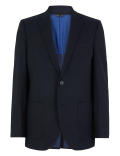 Navy Regular Fit Textured Jacket