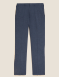 Regular Fit Wool Blend Flat Front Trousers