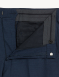 Regular Fit Wool Blend Flat Front Trousers