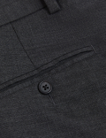 Regular Fit Wool Blend Flat Front Trousers