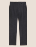 Regular Fit Wool Blend Flat Front Trousers