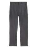 Regular Fit Wool Blend Flat Front Trousers