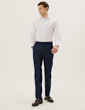 Regular Fit Wool Blend Flat Front Trousers
