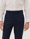 Regular Fit Wool Blend Flat Front Trousers