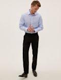 Regular Fit Wool Blend Flat Front Trousers