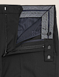 Regular Fit Wool Blend Flat Front Trousers
