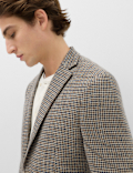 Regular Fit Cotton Blend Check Blazer