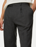 Textured Checked Stretch Trousers
