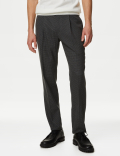 Textured Checked Stretch Trousers
