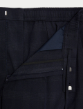 Check Single Pleat Elasticated Trousers