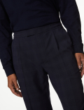 Check Single Pleat Elasticated Trousers