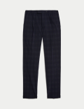 Check Single Pleat Elasticated Trousers