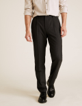 Regular Fit Wool Flat Front Trousers