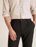 Regular Fit Wool Flat Front Trousers