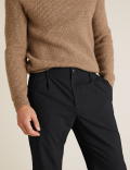 Regular Fit Wool Flat Front Trousers