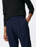 Single Pleat Brushed Stretch Trousers