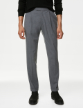 Single Pleat Brushed Stretch Trousers