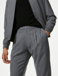 Single Pleat Brushed Stretch Trousers