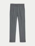 Single Pleat Brushed Stretch Trousers