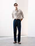 Regular Fit Lyocell Blend Single Pleat Trousers