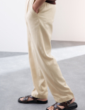 Regular Fit Lyocell Blend Single Pleat Trousers
