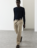 Relaxed Fit Lyocell Rich Pleat Front Trousers