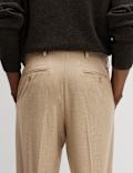 Tailored Fit Flat Front Puppytooth Trousers