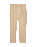 Tailored Fit Flat Front Puppytooth Trousers