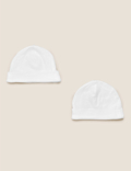 2pk Pure Cotton Hats (0-12 Mths)
