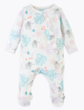 2 Pack Pure Cotton Elephant Sleepsuits (7 lbs - 12 Mths)