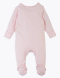 2 Pack Pure Cotton Elephant Sleepsuits (7 lbs - 12 Mths)