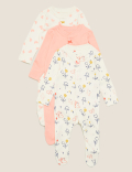 3pk Organic Cotton Print Sleepsuits