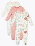 3 Pack Organic Cotton Sleepsuits (6&frac12;lbs-3 Yrs)