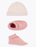 2pc Pure Cotton Baby Hat & Booties Set (0-12 Mths)