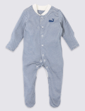 3 Pack Organic Pure Cotton Whale Sleepsuits