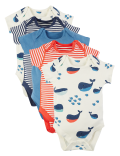 5 Pack Organic Cotton Nautical Bodysuits (6½lbs-3 Yrs)