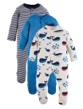 3 Pack Organic Cotton Nautical Sleepsuits (6½lbs-3 Yrs)