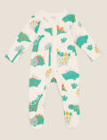 3pk Organic Cotton Dinosaur Sleepsuits