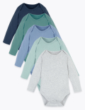 5 Pack Organic Cotton Ribbed Bodysuits (6½ lbs-3 Yrs)