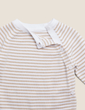 2pc Organic Cotton Striped Knitted Outfit (7lbs- 12 Mths)