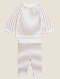 2pc Organic Cotton Striped Knitted Outfit (7lbs- 12 Mths)