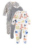 3 Pack Organic Cotton Sleepsuits (6½lbs-3 Yrs)
